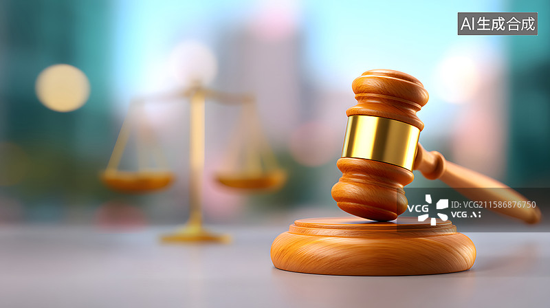 【AI数字艺术】法槌与天平象征公正司法场景图片素材