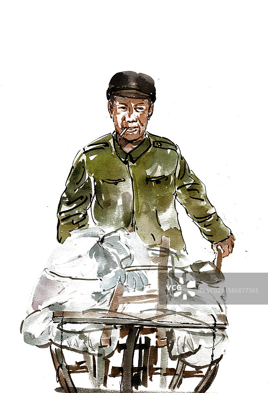 推独轮车的男子图片素材