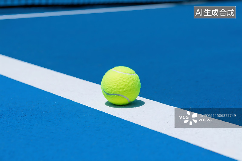 【AI数字艺术】绿色的网球在蓝色的网球场上 网球运动 网球比赛图片素材