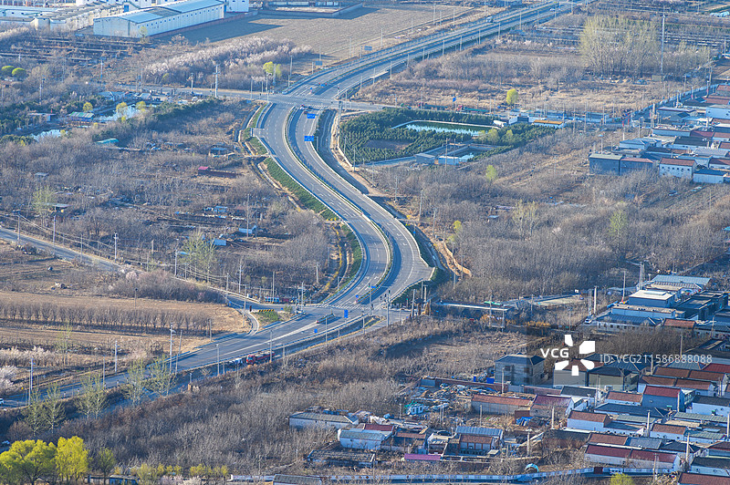北京密云城区城市雾气航拍图片素材