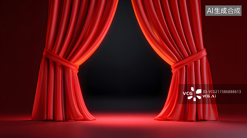 【AI数字艺术】深红天鹅绒舞台背景设计图片素材