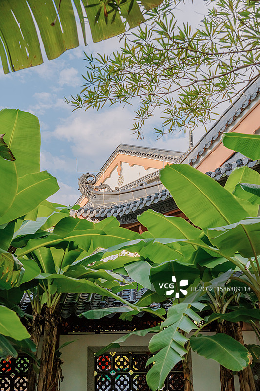 花都湖岭南园建筑图片素材