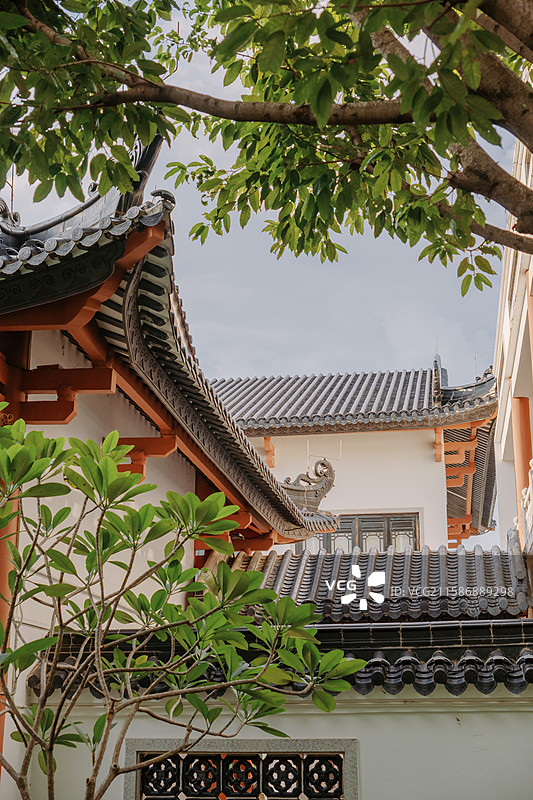 花都湖岭南园建筑图片素材