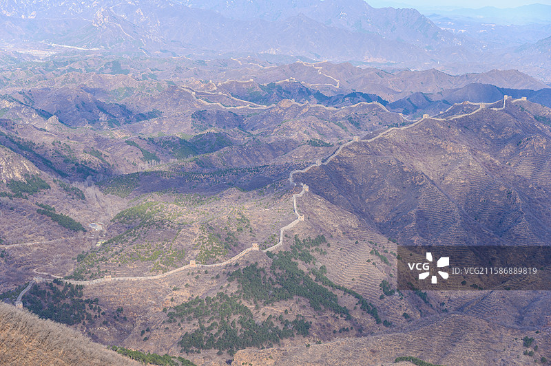 金山岭长城全景航拍图片素材