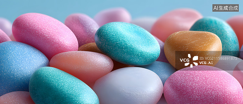 【AI数字艺术】彩色石头展现柔和自然质感图片素材