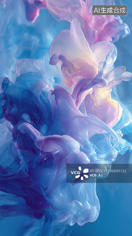 【AI数字艺术】色彩斑斓的墨水在水中扩散图片素材