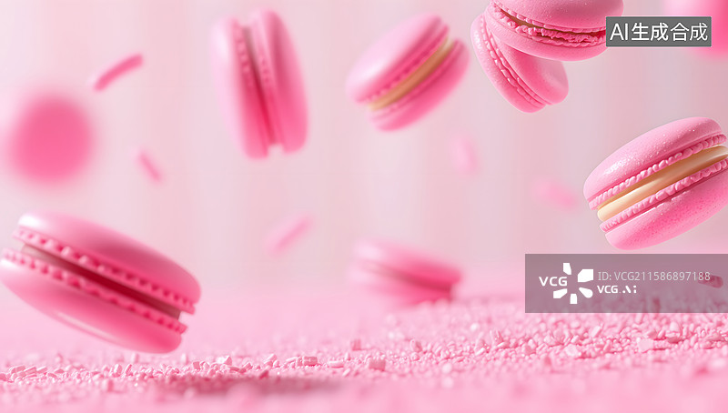 【AI数字艺术】马卡龙的美味甜食插图图片素材