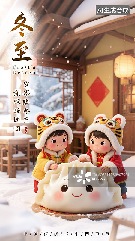【AI数字艺术】冬至，冬至节气，小年，饺子图片素材