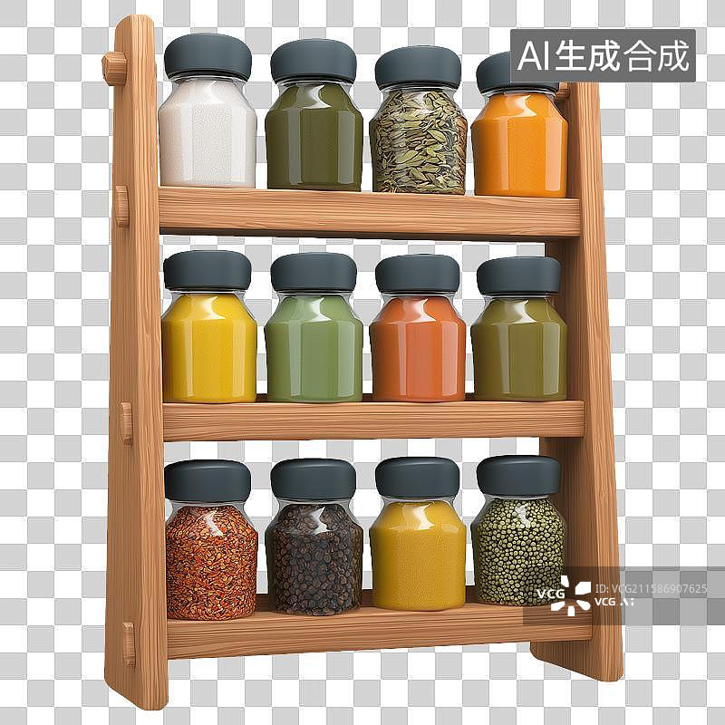 【AI数字艺术】3D风格厨房主题之调料架元素图片素材