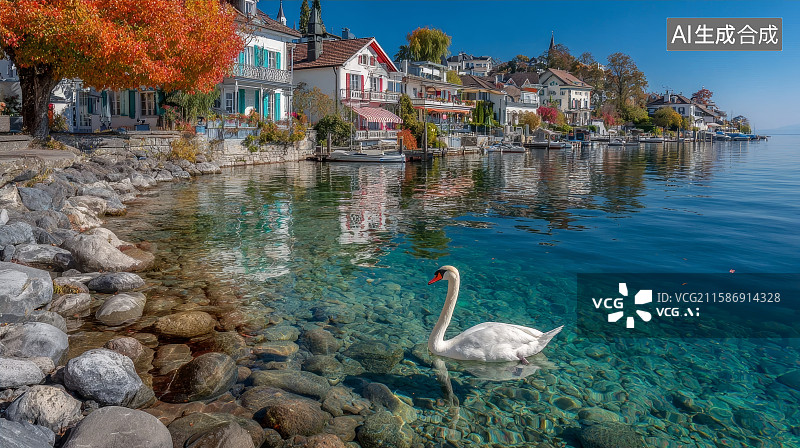 【AI数字艺术】生态，野生动物，天鹅图片素材