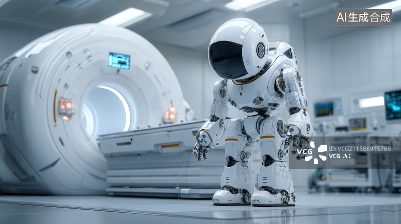 【AI数字艺术】机器人操作病人检查的医疗场景图片素材
