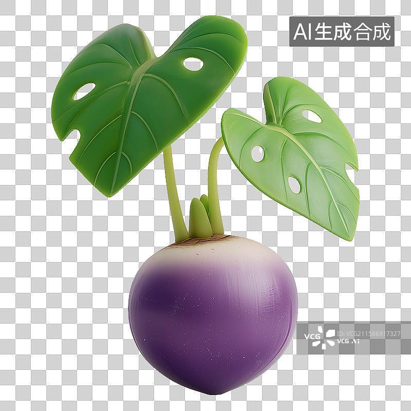 【AI数字艺术】3D风格带叶芋头元素图片素材