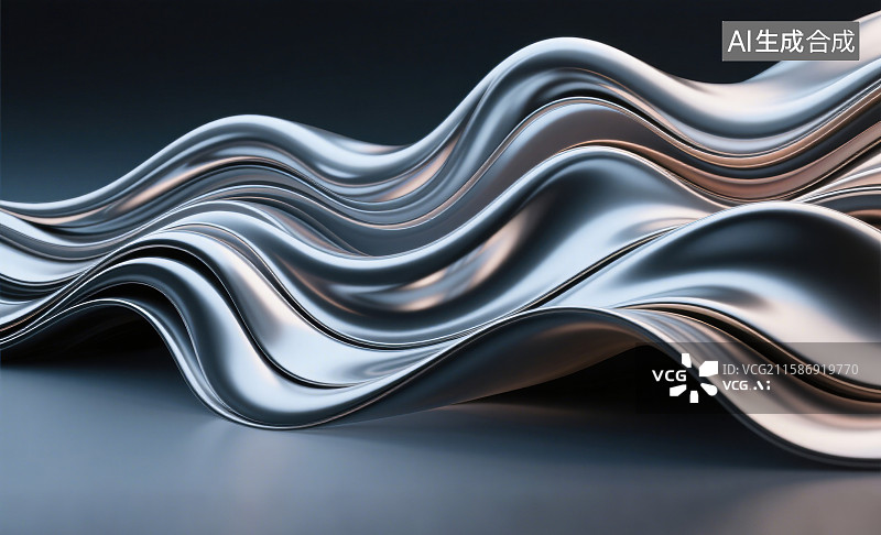 【AI数字艺术】3D液态金属波纹漩涡流体熔化流动运动抽象背景图片素材