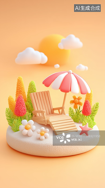 【AI数字艺术】热带海滩休闲场景图片素材