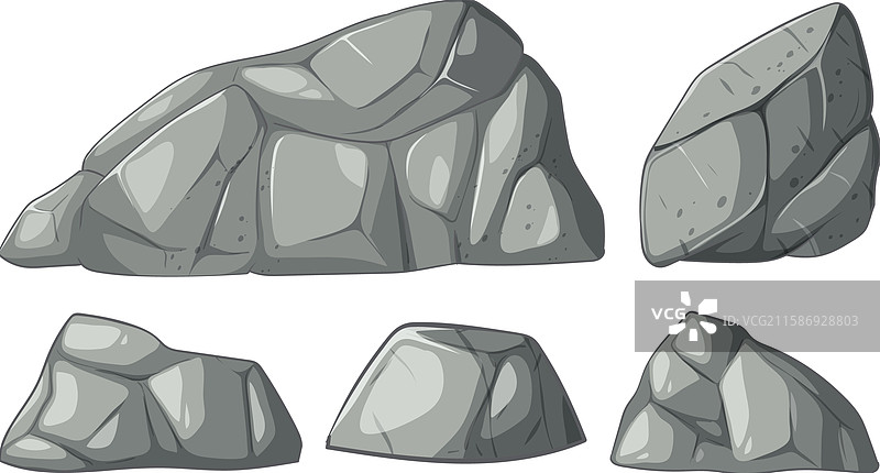 一组风格化的岩石，表面光滑图片素材