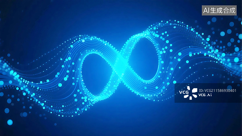 【AI数字艺术】AIGC：蓝色深邃光斑粒子抽象科技概念背景图片素材