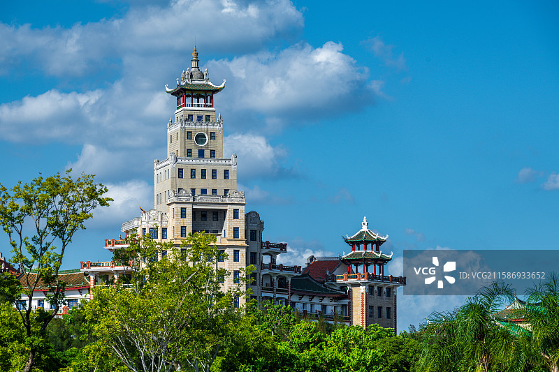福建省厦门市集美学村龙舟池传统建筑图片素材
