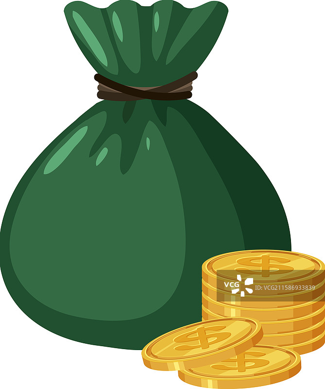一个装满金币的钱袋图片素材