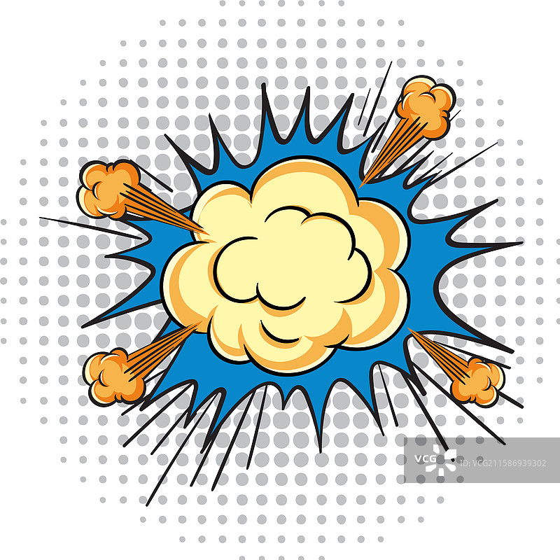 五彩缤纷的漫画爆炸，伴随着烟雾云彩图片素材