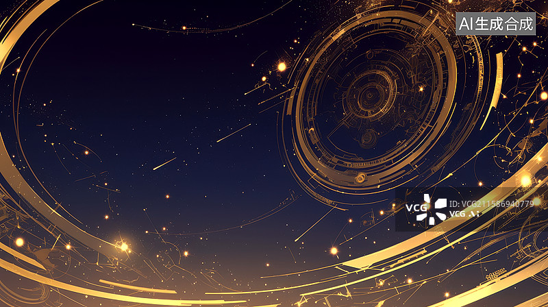 【AI数字艺术】华丽金色光线粒子漩涡黑金背景壁纸图片素材