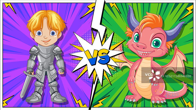 骑士与一条顽皮的龙对峙图片素材