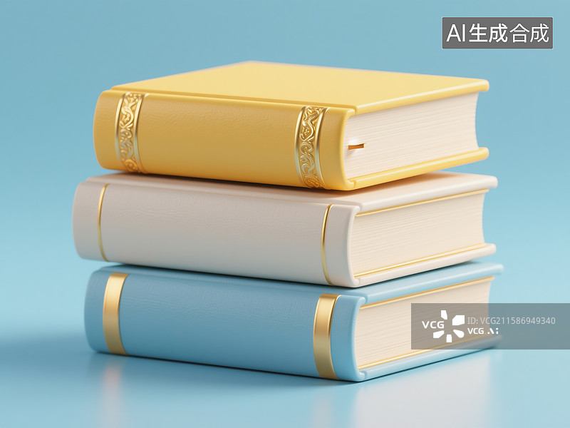 【AI数字艺术】三本色彩鲜艳的书叠放在一起图片素材