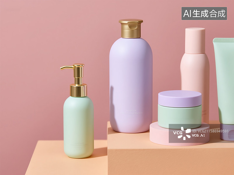 【AI数字艺术】简约风格的化妆品容器展示图片素材