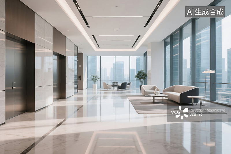 【AI数字艺术】现代简约风格的宽敞客厅图片素材