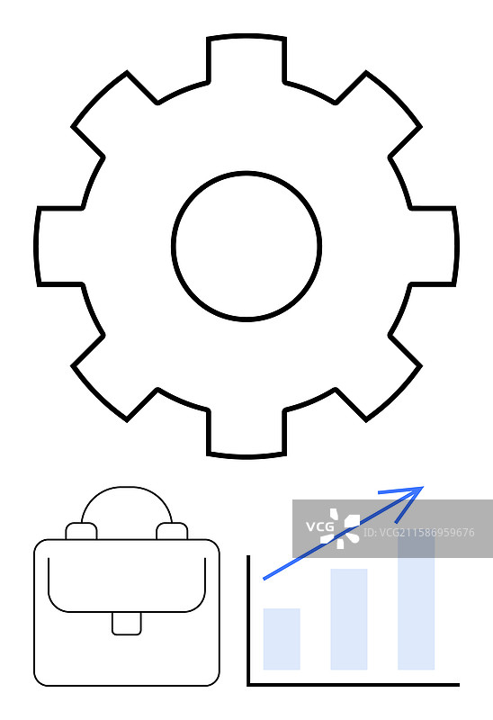 带公文包的齿轮和代表增长的图表图片素材