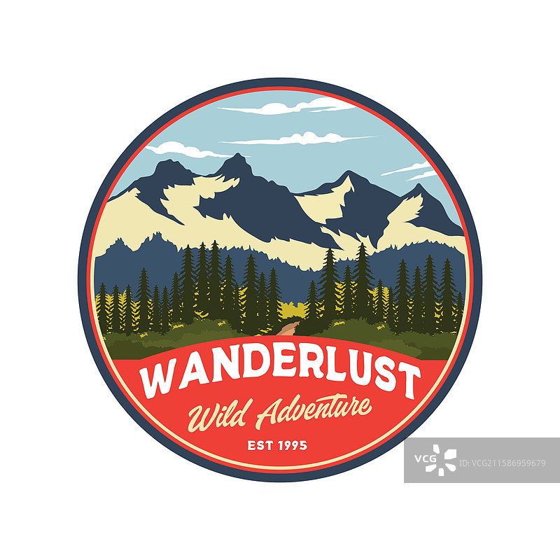 山地冒险徽章设计图片素材