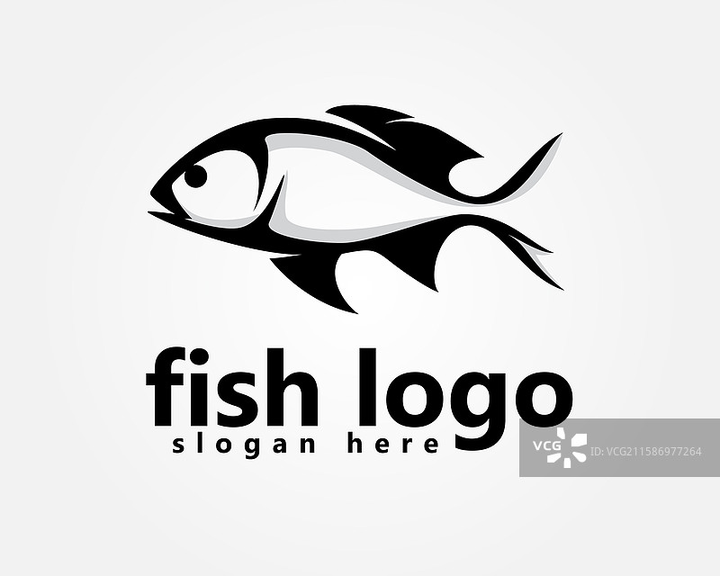 创意黑色鱼类标志设计模板图片素材
