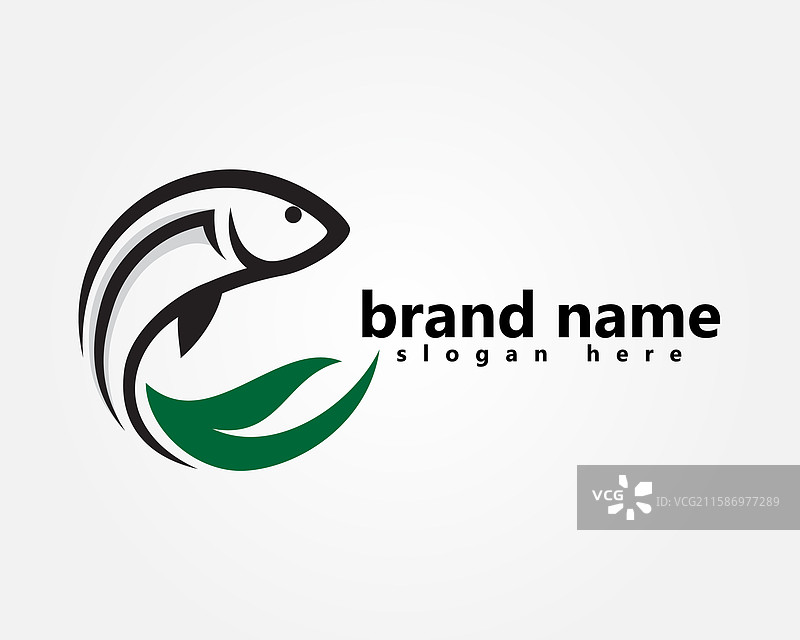自然鱼标志，鱼尾巴带叶子的标志设计图片素材