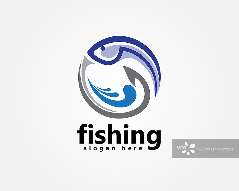 钓鱼标志，鱼下方有钓钩图片素材