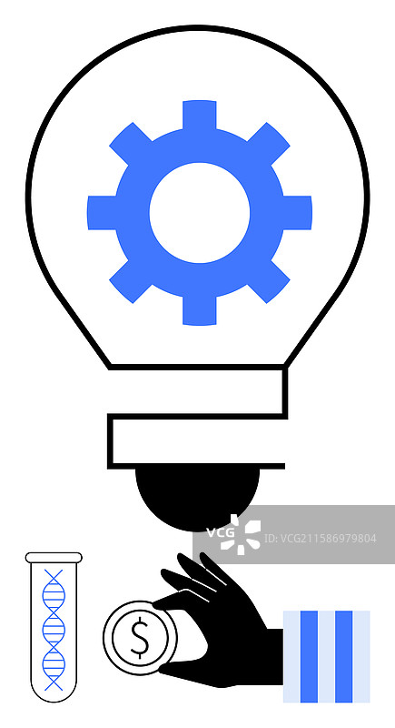 手握灯泡中的齿轮创新概念图片素材