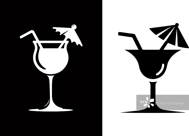 热带饮料杯轮廓图标图片素材