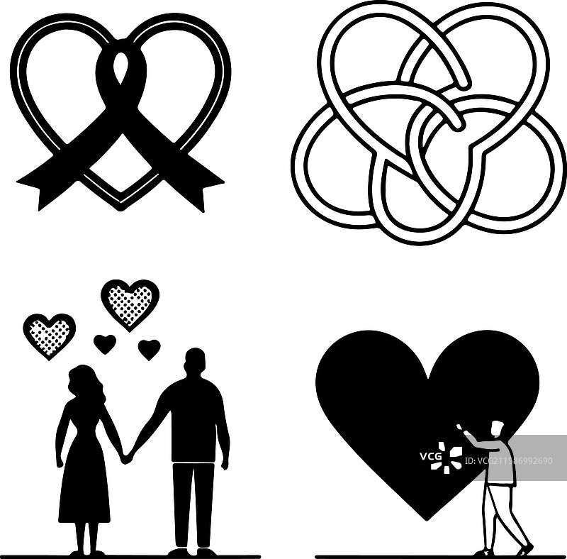 爱的本质黑色线条填充图标集图片素材