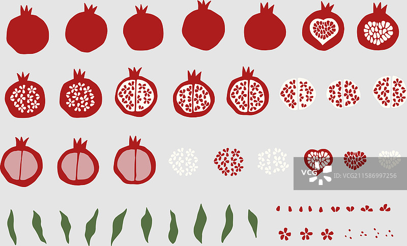 石榴果实组合图片素材