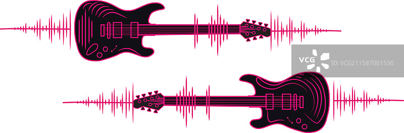 电吉他与声波图形图片素材