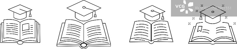 毕业帽与书本图标集图片素材