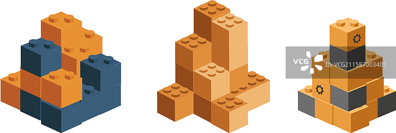 等距建筑积木套装图片素材