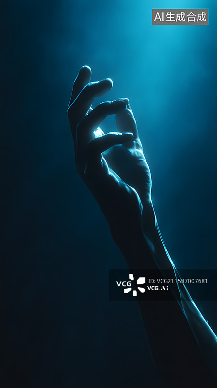 【AI数字艺术】光影中的手部特写图片素材
