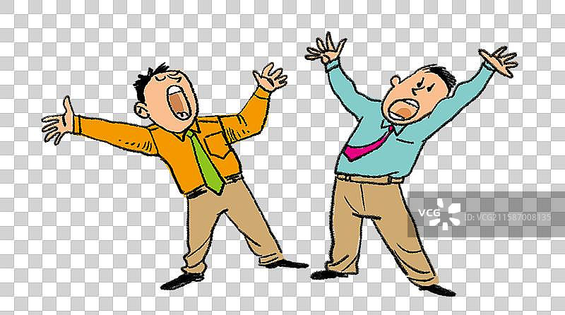 两个正在大声讨论的卡通商务男人图片素材