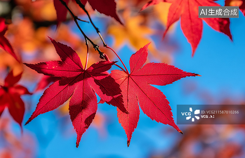 【AI数字艺术】红色枫叶图片素材