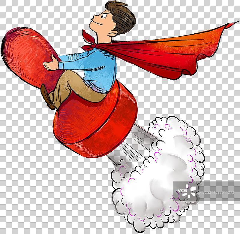 元素：坐在公章上飞速发展直升的男人图片素材