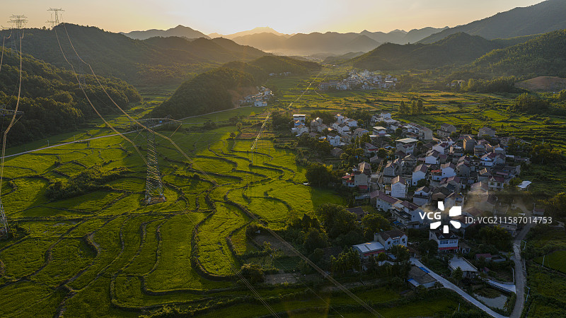 航拍安徽省池州市贵池区唐田镇风光图片素材