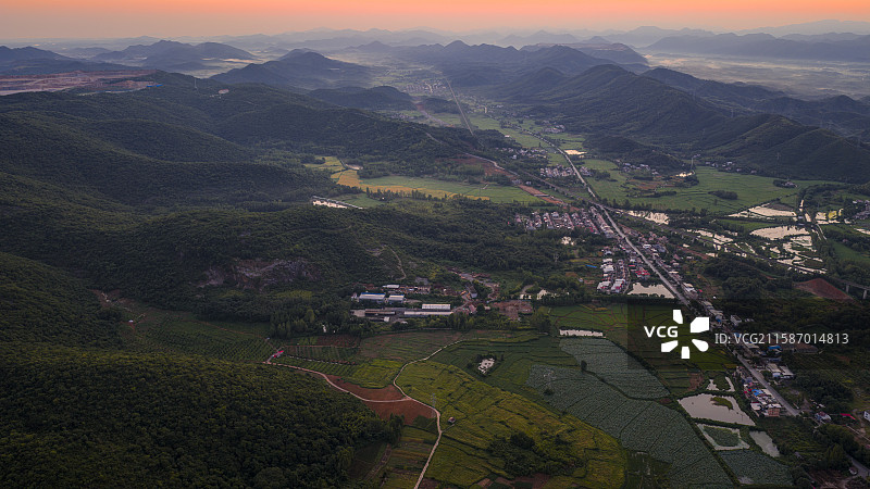 航拍安徽省池州市贵池区唐田镇风光图片素材