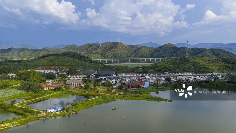 航拍安徽省池州市贵池区唐田镇风光图片素材