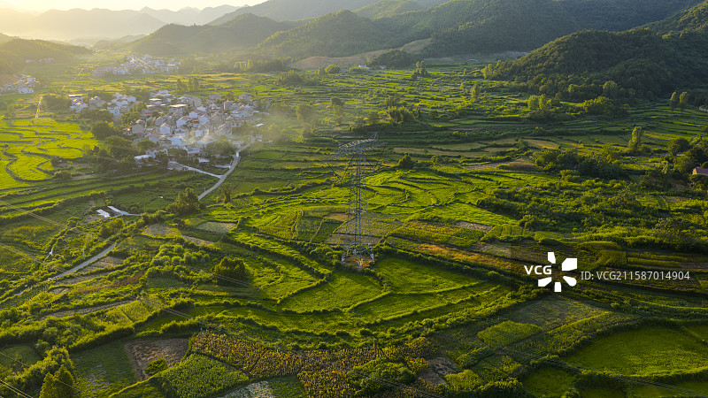 航拍安徽省池州市贵池区唐田镇风光图片素材