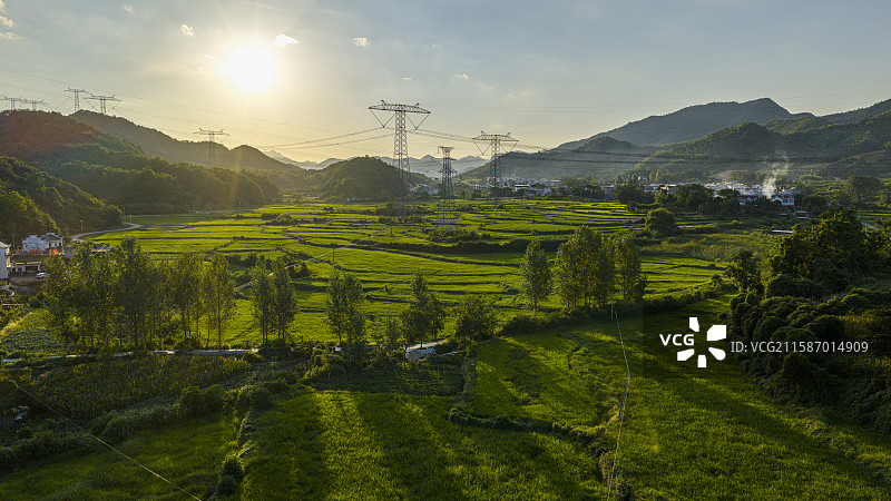 航拍安徽省池州市贵池区唐田镇风光图片素材