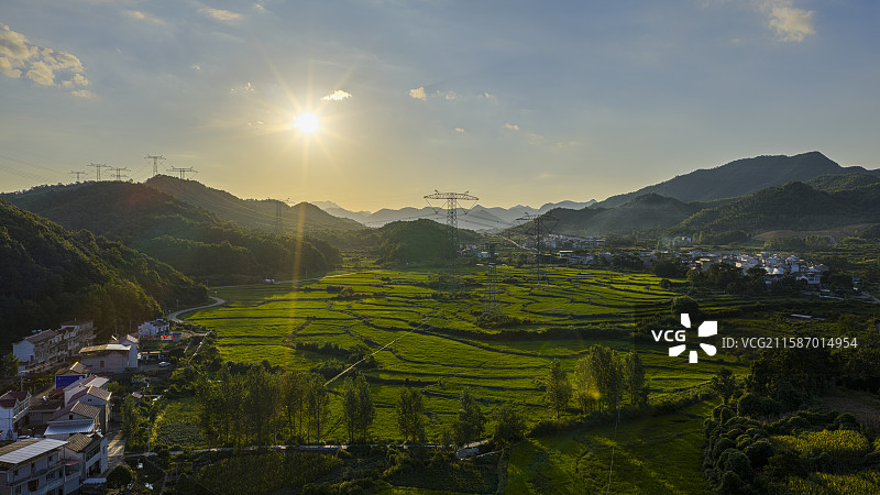 航拍安徽省池州市贵池区唐田镇风光图片素材